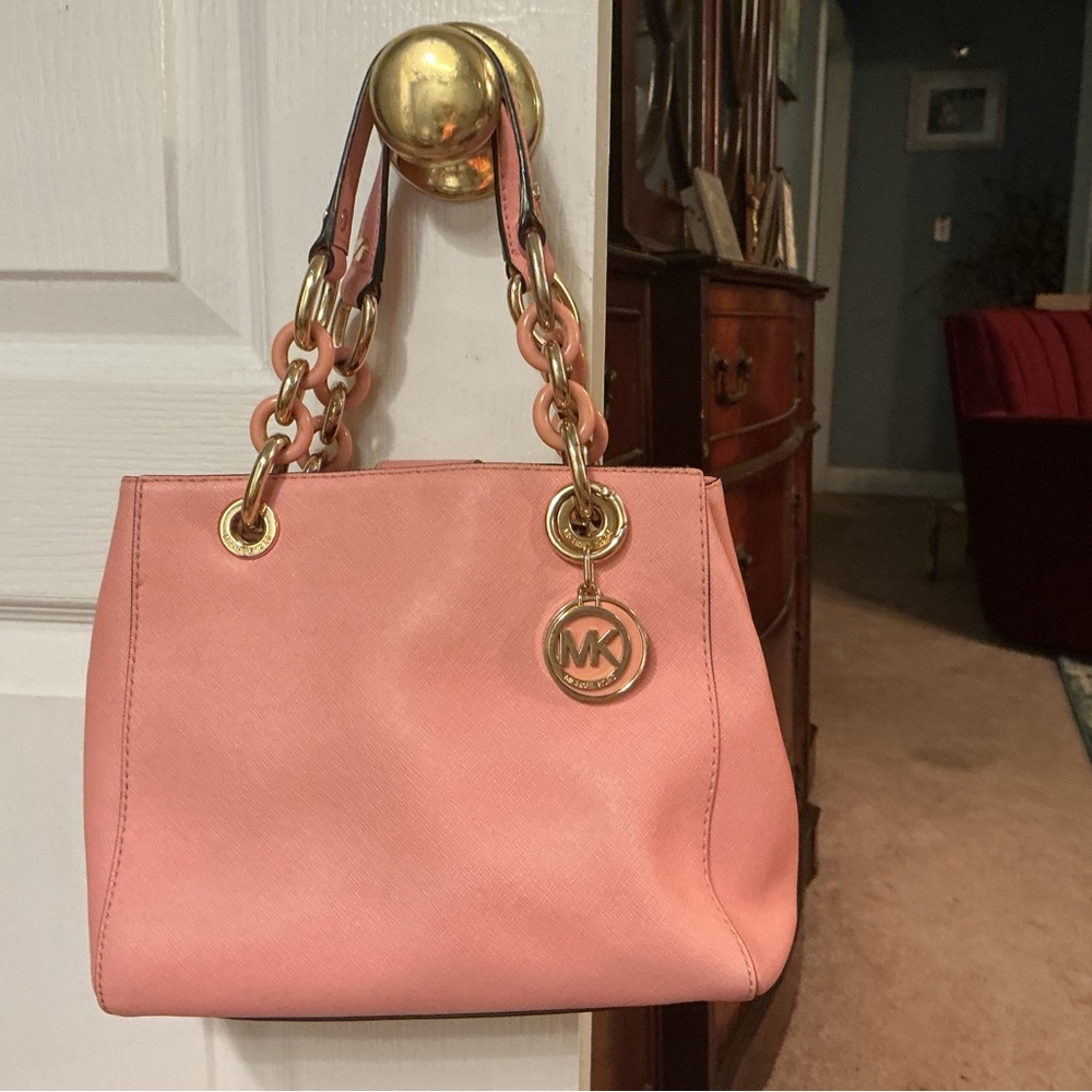 Michael Kors Pink Shoulder Bag with Gold Accents